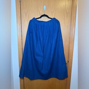 Elegant VINTAGE A-Line Blue Skirt 100%cotton